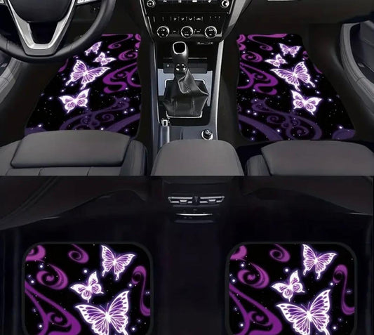 Car Floor Matt’s - White Butterfly