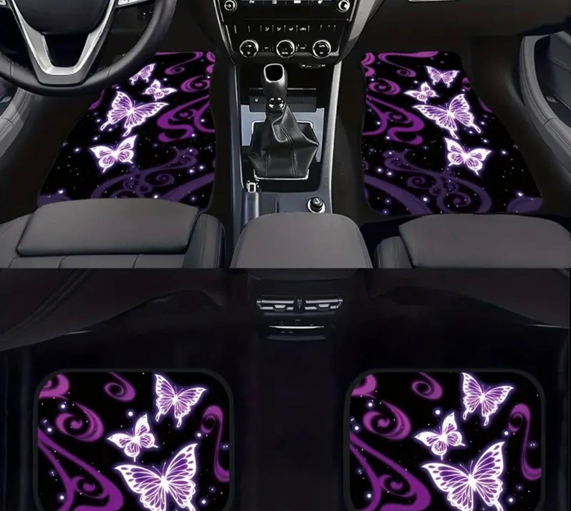 Car Floor Matt’s - White Butterfly